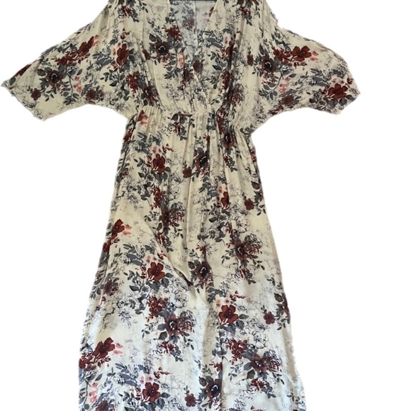 Hinge dress floral versatile maxi v neck front slit flattering feminine Easter - Picture 6 of 6